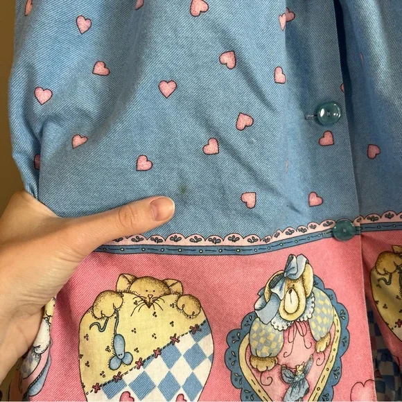 Vintage Daisy Kingdom Puff Sleeve Hearts & Bears Dress Size 4 - Picture 6 of 13